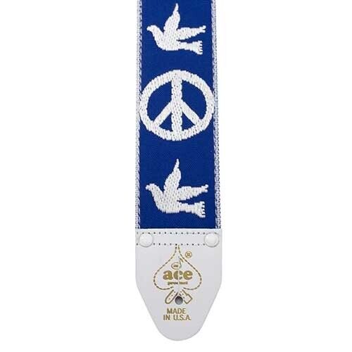 D'Andrea Ace Vintage Reissue Guitar Strap "Peace and Dove", Blue