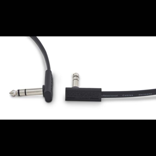 Rockboard Flat Patch TRS Cable, 60 cm / 23.62", Black, low profile, for switch & expression pedals