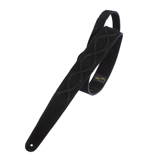 Henry Heller 2" Wide Suede Guitar/Bass strap with Suede X's, Black