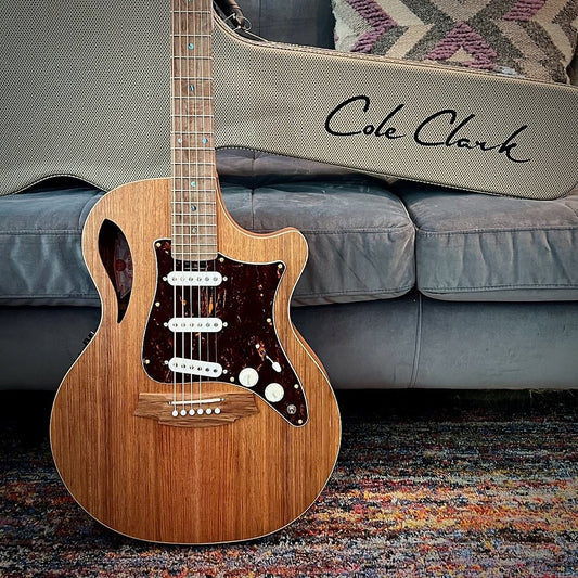 Cole Clark True Hybrid Thinline Acoustic-Electric Guitar, All AA Australian Blackwood, Cutaway, Balanced SSS