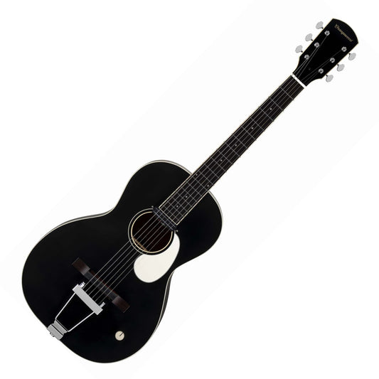 Orangewood Juniper Live Rubber Bridge Parlor Guitar with Rail Pickup, Black