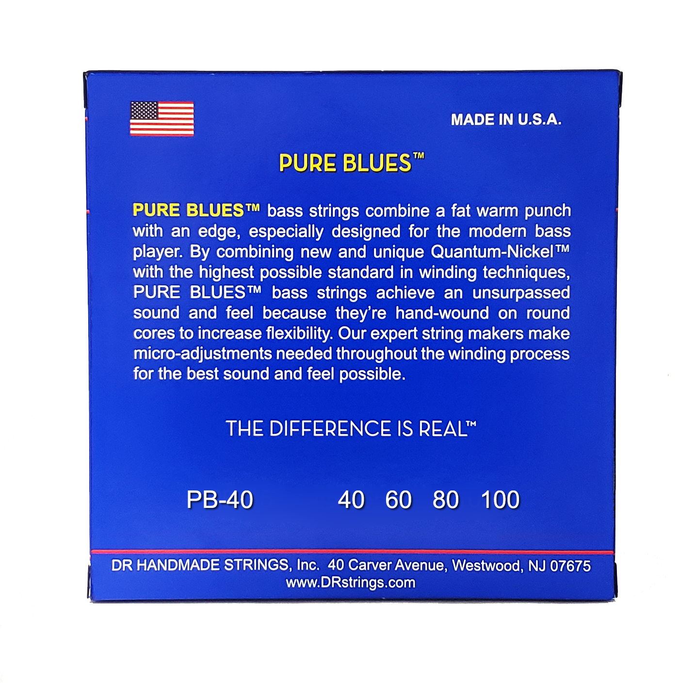 DR Strings PB-40 Pure Blues Quantum Nickel Round Core Bass Strings 4-String 40/100