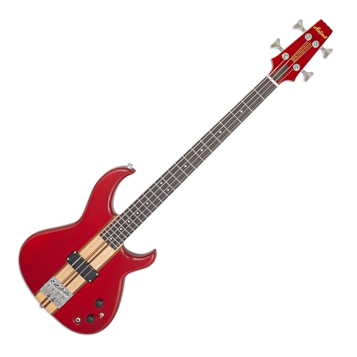 Aria Pro II SB-700 Electric Bass Guitar, Paduak Red Finish (Ash