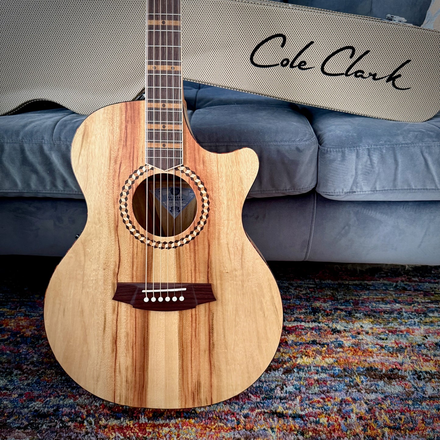 Cole Clark CCSRDLXANEC-CLCLR Studio Recording Deluxe Grand Auditorium, Camphor Laurel top, back, sides, Tortoise Binding, Stunning Rosewood Fretboard and Rosette Inlays (2501202)