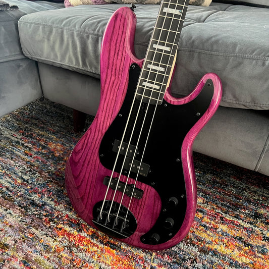 Lakland Skyline 44-64 GZ Geezer Butler Signature 4-String Bass Guitar - Translucent Purple, Black Anodized PG, EMG P/J Pickups [USED-MINT]