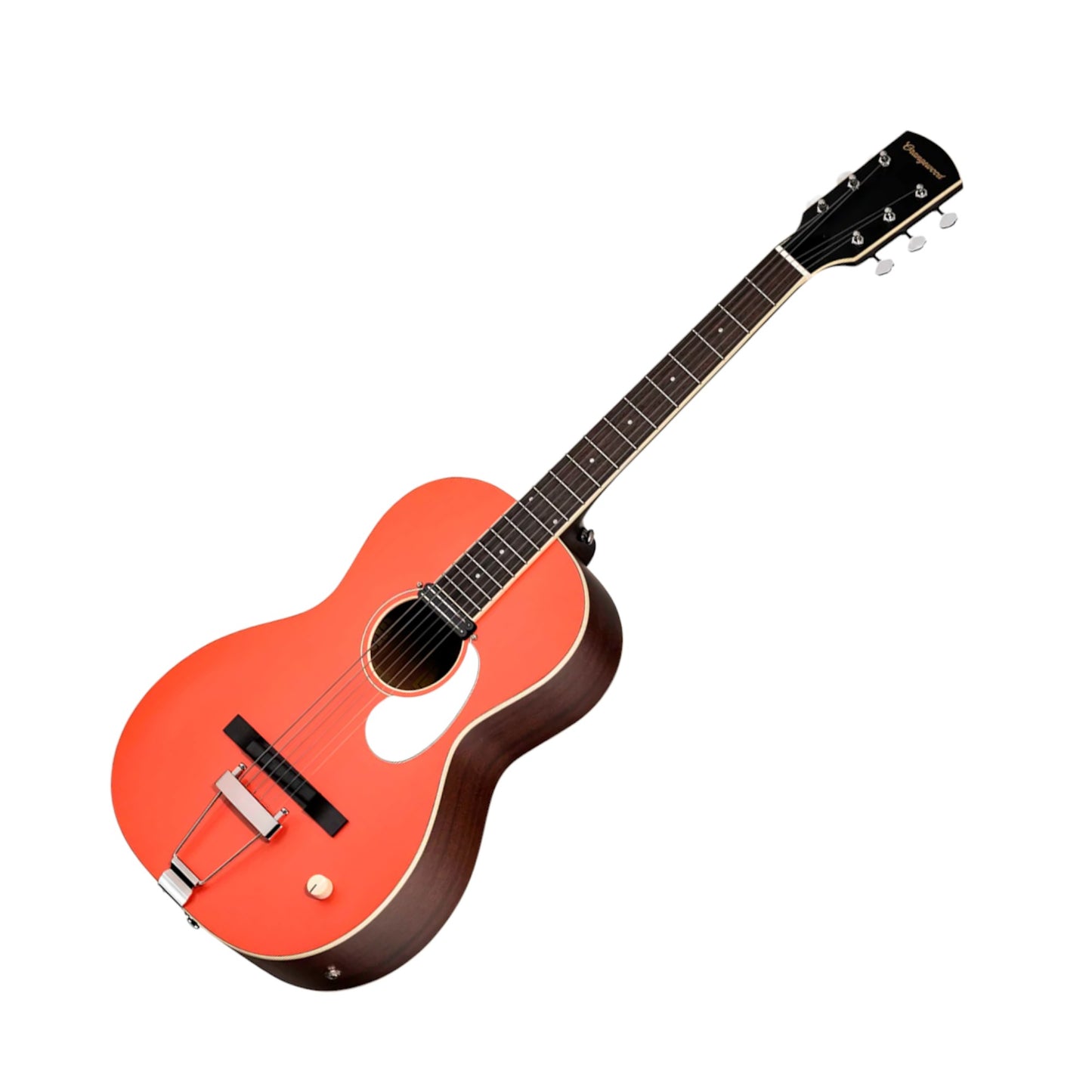 Orangewood OW-JUNIPER-S-GRD-L Juniper Live Rubber Bridge Parlor Guitar with Rail Pickup, Guava Red