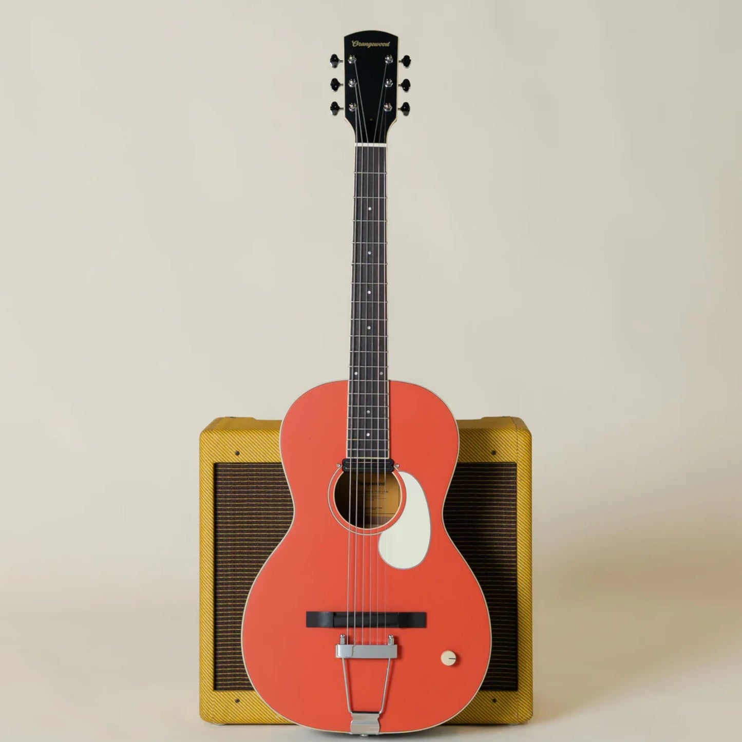 Orangewood OW-JUNIPER-S-GRD-L Juniper Live Rubber Bridge Parlor Guitar with Rail Pickup, Guava Red