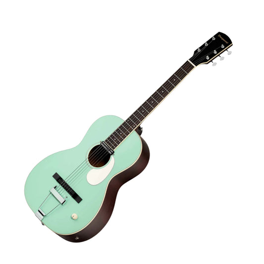 Orangewood OW-JUNIPER-S-SGR-L Juniper Live Rubber Bridge Parlor Guitar with Rail Pickup, Surf Green