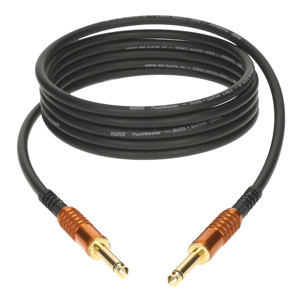 Klotz TM-0300 Funkmaster Low-Capacitance Instrument Cable Gold Contacts 3.0m 10FT, Black, ST-ST