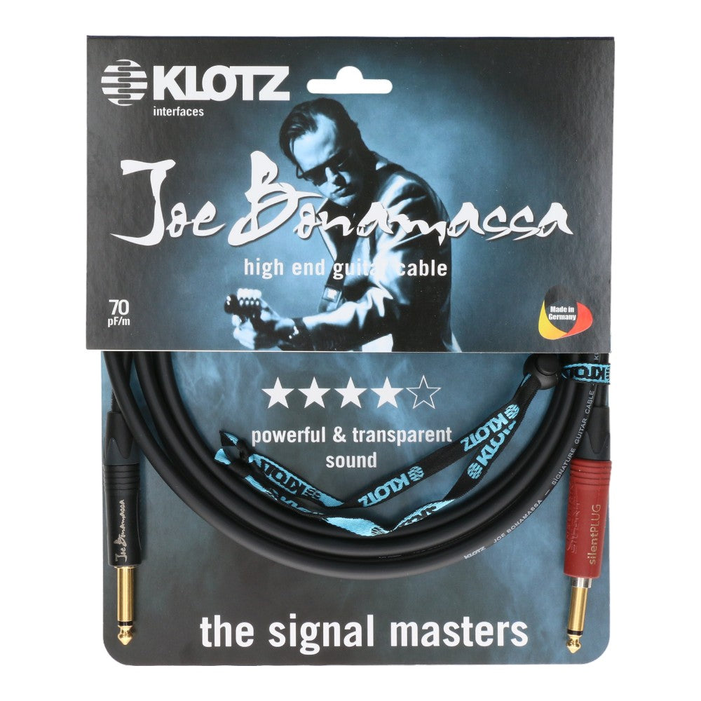 Klotz JBNPSP030 Joe Bonamassa Signature Guitar Cable Ultra Low-Capacitance Neutrik Silent Plug 3.0m 10FT, Black, ST-ST