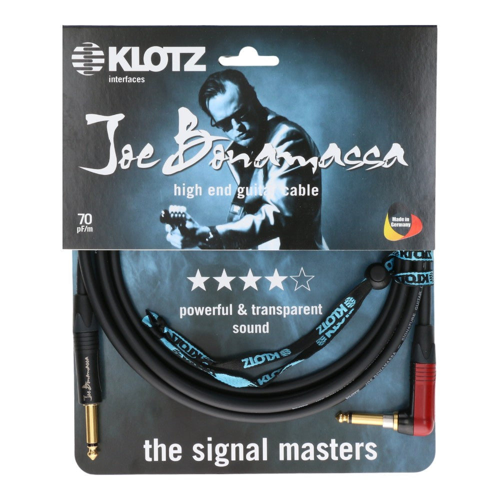 Klotz JBNRSP030 Joe Bonamassa Signature Guitar Cable Ultra Low-Capacitance Neutrik Silent Plug 3.0m 10FT, Black, ST-RA