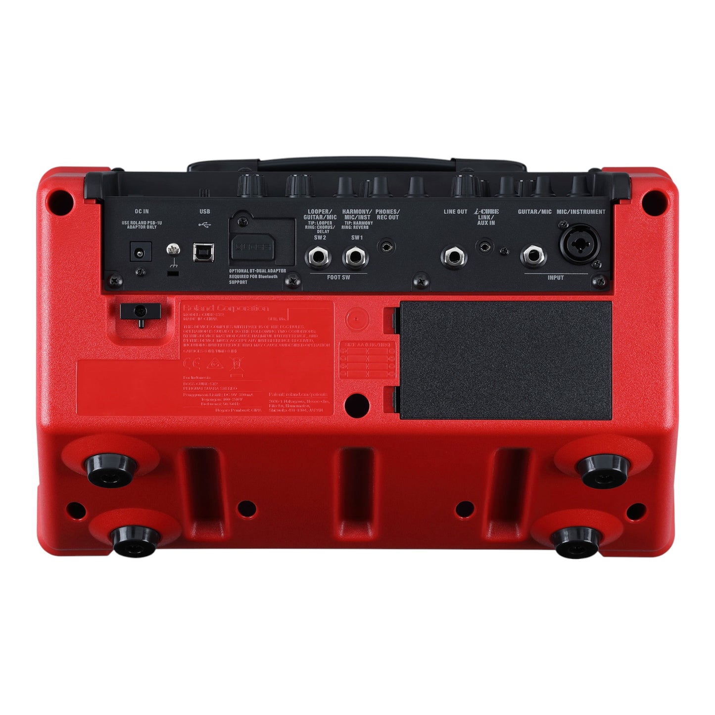 BOSS CUBE Street II Bundle Red Battery Powered Stereo Amplifier with Case and Bluetooth Adapter