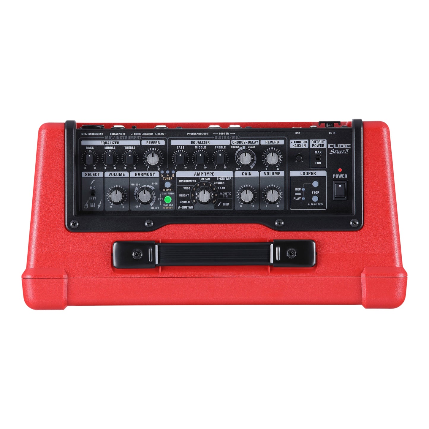 BOSS CUBE Street II Bundle Red Battery Powered Stereo Amplifier with Case and Bluetooth Adapter