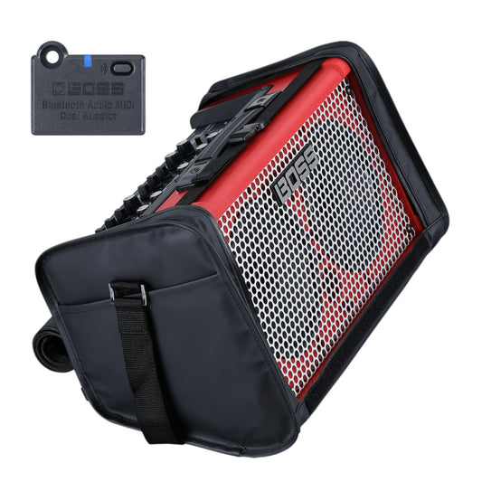 BOSS CUBE Street II Bundle Red Battery Powered Stereo Amplifier with Case and Bluetooth Adapter