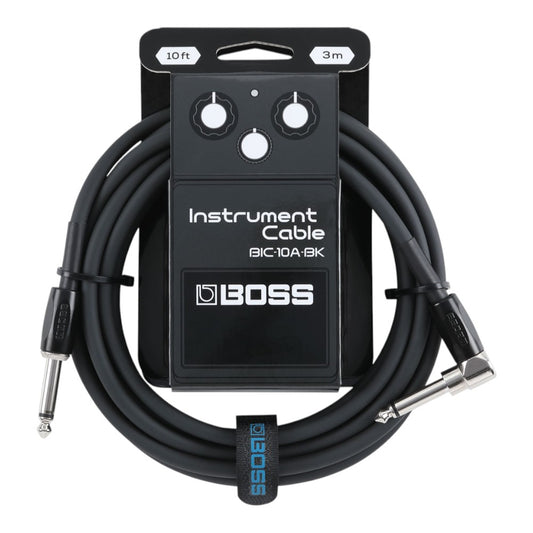 BOSS BIC-10A-BK 10ft 3m Instrument Cable Straight Angled Black