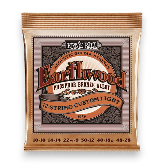 Ernie Ball Custom Light Earthwood Phosphor Bronze 12-String Acoustic Guitar Strings 10-48 Gauge