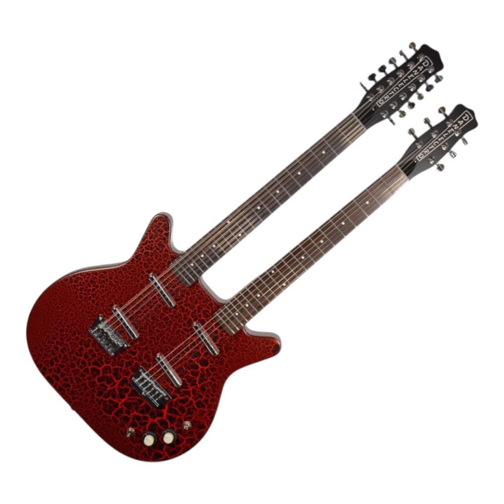 Danelectro 6/12 Doubleneck Electric Guitar, Red Crackle