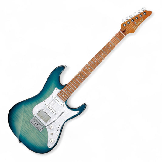 Ibanez AZ22S1F Electric Guitar with Roasted Maple Neck and Jatoba Fretboard, Transparent Turquoise Burst