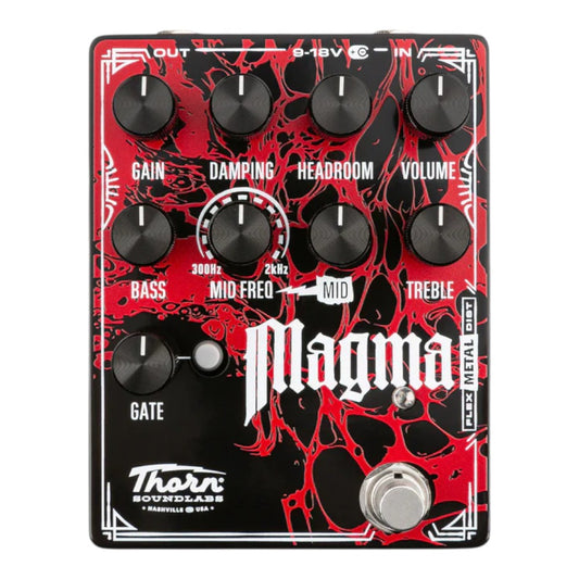 Thorn Soundlabs Magma Flexible Metal Distortion Guitar Pedal with Damping, Headroom, Adjustable Mid-Frequency, and Noise Gate