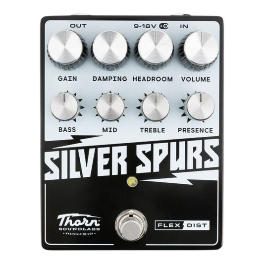 Thorn Soundlabs Silver Spurs Flexible Distortion Guitar Pedal with Damping and Headroom Controls