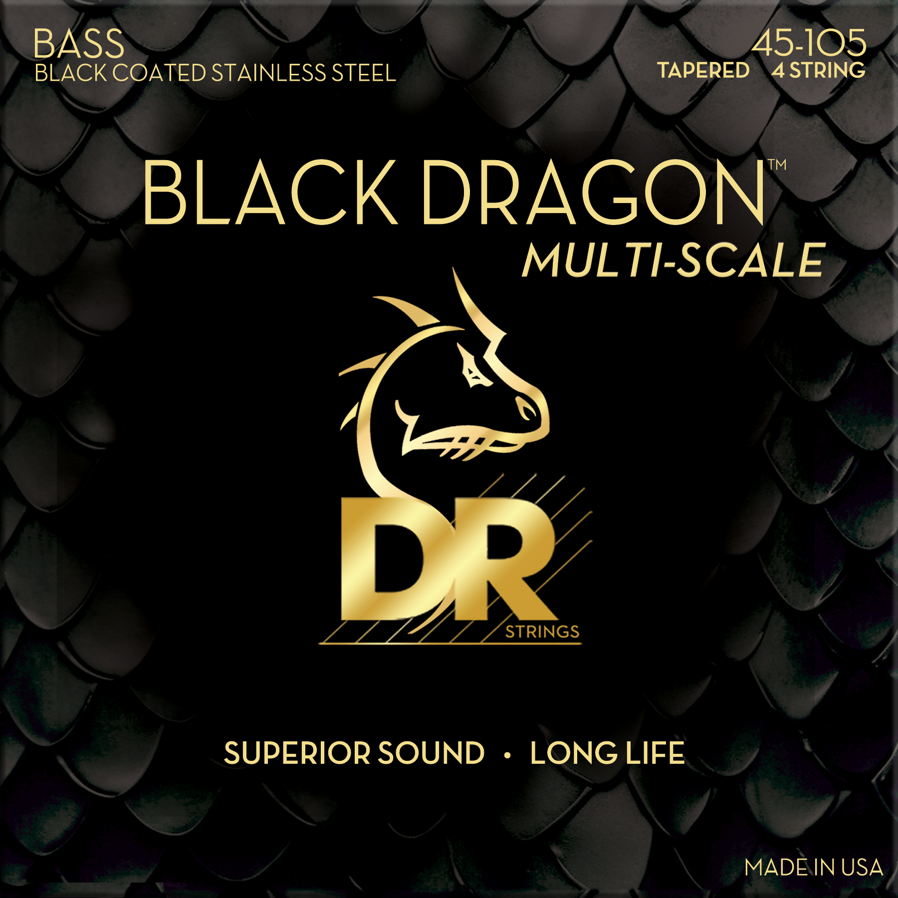 DR Strings DBSMB-45 Black Dragon Coated Stainless Steel Multi-Scale Ba ...