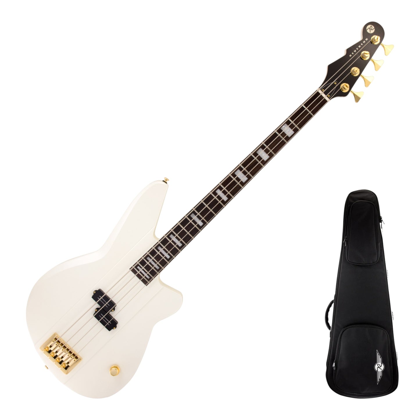 Reverend Meshell Ndegeocello Fellowship Enceladus Electric Bass Guitar, Pearl White with Reverend Soft Case