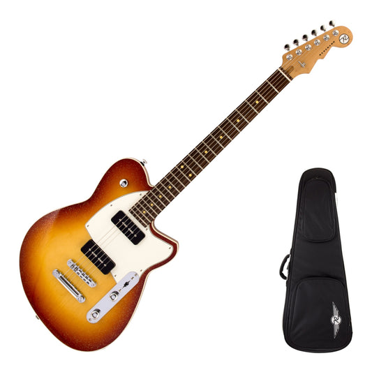 Reverend Charger 290 Electric Guitar, Fire Burst Sparkle with Reverend Soft Case