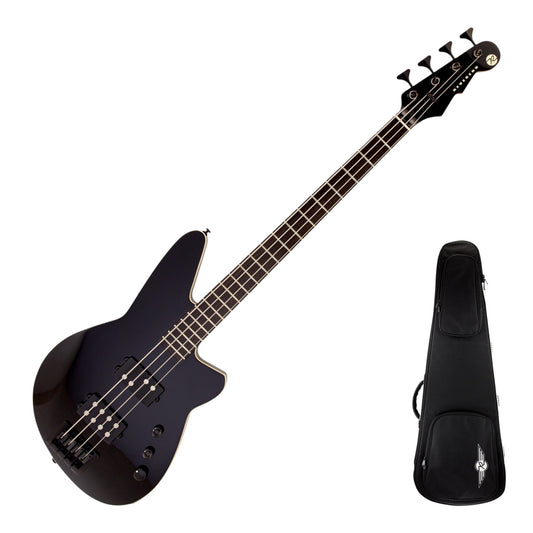 Reverend Mercalli 4 Electric Bass Guitar, Blackout with Reverend Soft Case