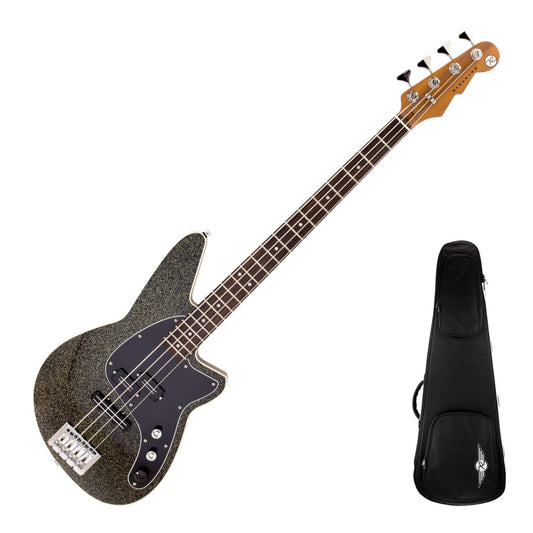 Reverend Decision P Electric Bass Guitar, Rainbow Sparkle with Reverend Soft Case
