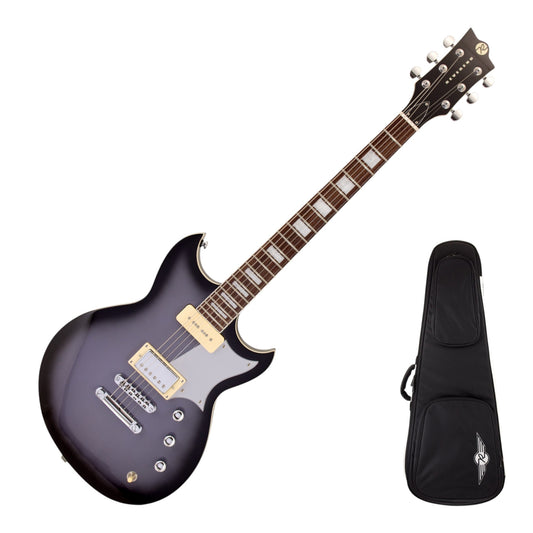 Reverend Sensei H90 Electric Guitar, Periwinkle Burst with Reverend Soft Case