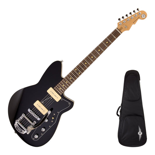 Reverend Jetstream 290 Bigsby Electric Guitar, Midnight Black with Reverend Soft Case