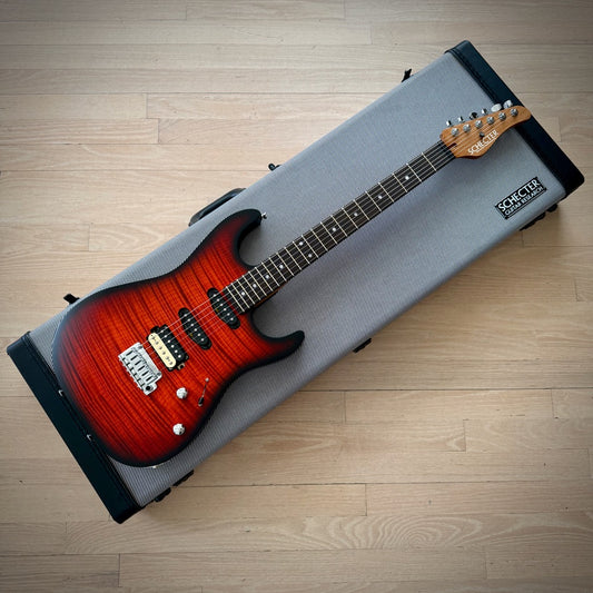 Schecter USA Sunset Custom-II HSS, Tiger Eye Satin with Tweed Hardshell Case