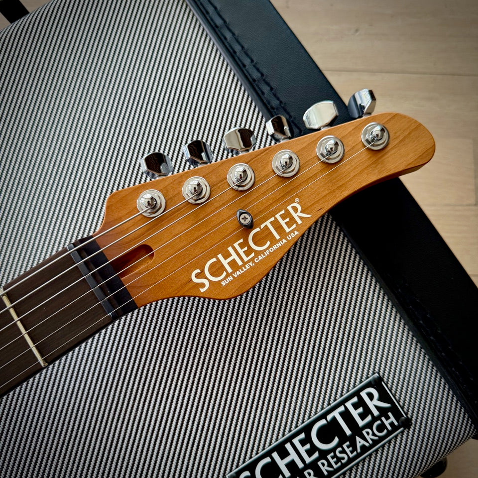 Schecter USA Sunset Custom-II HSS, Tiger Eye Satin with Tweed Hardshell Case
