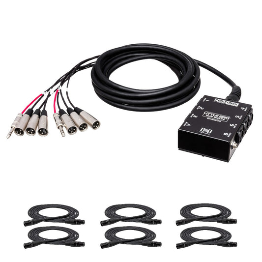 Hosa SH-6X2-30 30ft Little Bro Sub Snake and 6x 25ft Pro XLR Cables