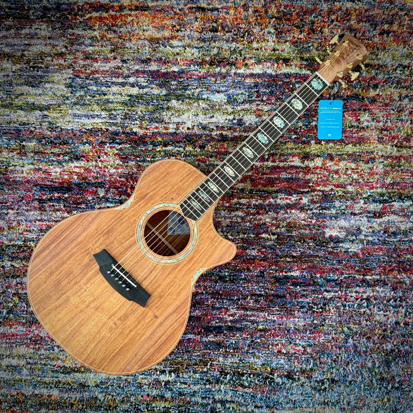 Cole Clark AN3EC-BLBLE Angel Cutaway all AAA Australian Blackwood with Ebony Fretboard and Waist Inlays