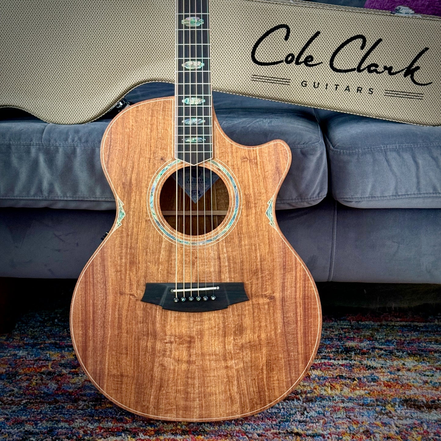 Cole Clark AN3EC-BLBLE Angel Cutaway all AAA Australian Blackwood with Ebony Fretboard and Waist Inlays