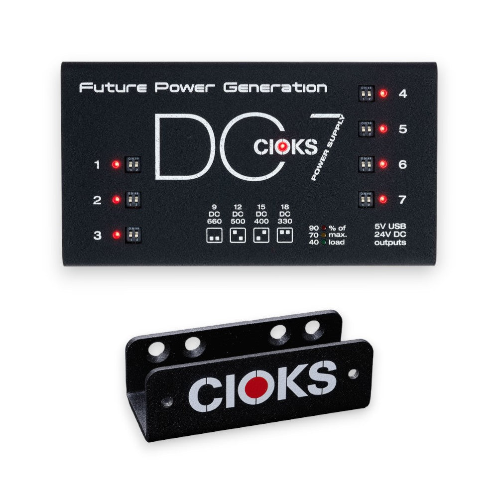 Cioks Mounting Racket CIOKS DC7 Bundle 7 Isolated DC Outlets Pedal Power Supply + GRIP Mount ...