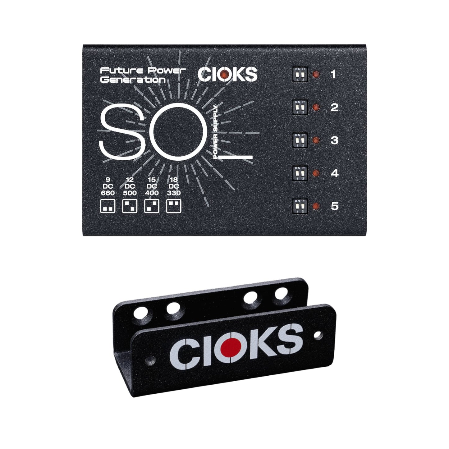 CIOKS SOL Bundle 5 Isolated DC Outlets Pedal Power Supply + GRIP Mounting Bracket