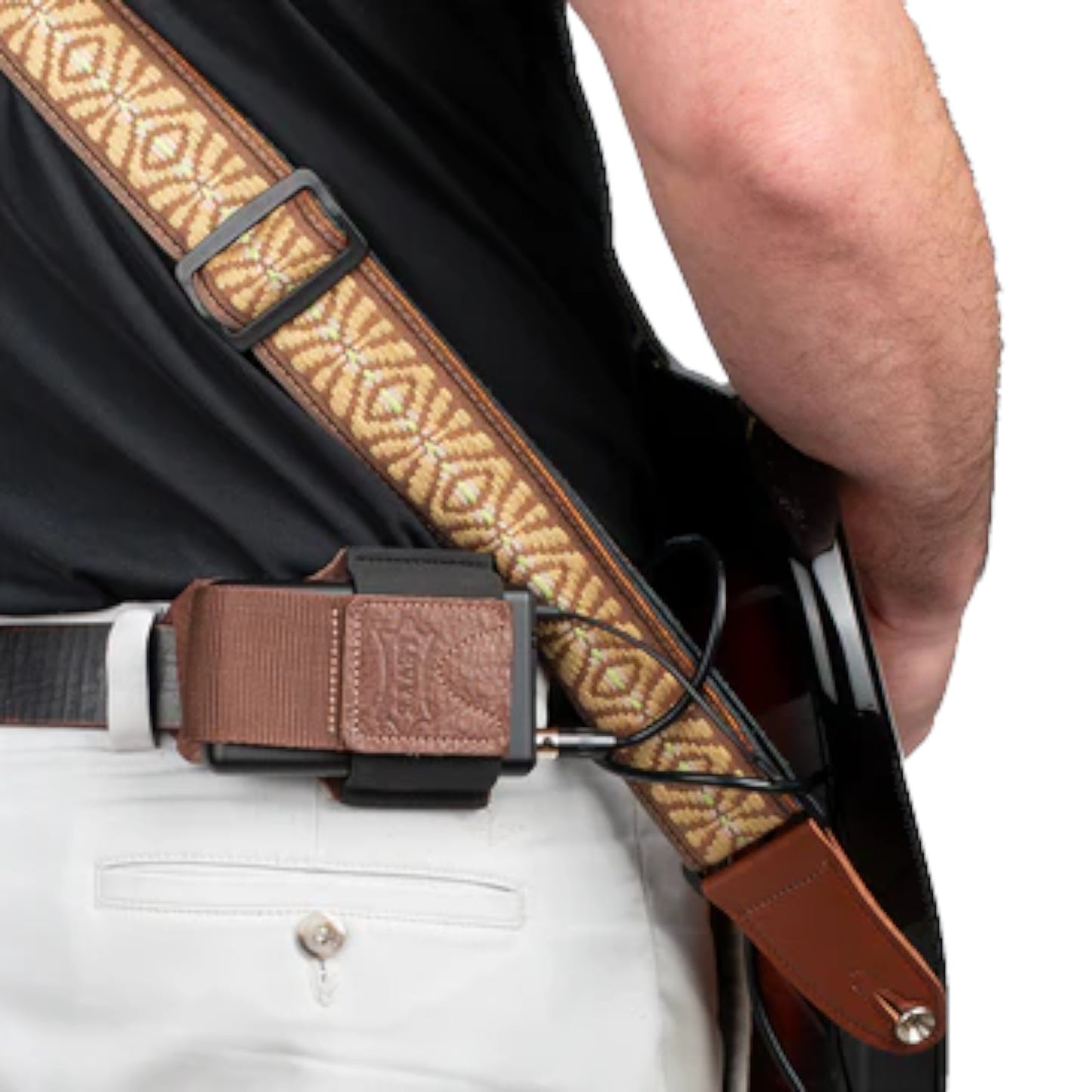 Levy's MM14-BRN Wireless Transmitter Bodypack Holder, Brown Leather