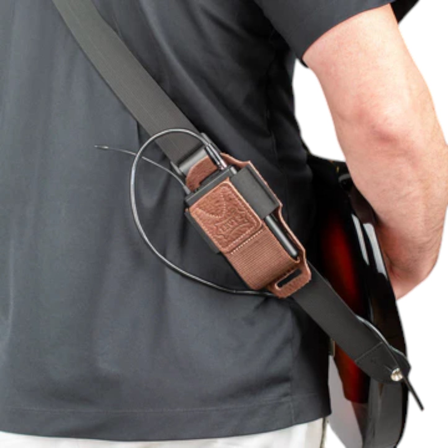 Levy's MM14-BRN Wireless Transmitter Bodypack Holder, Brown Leather