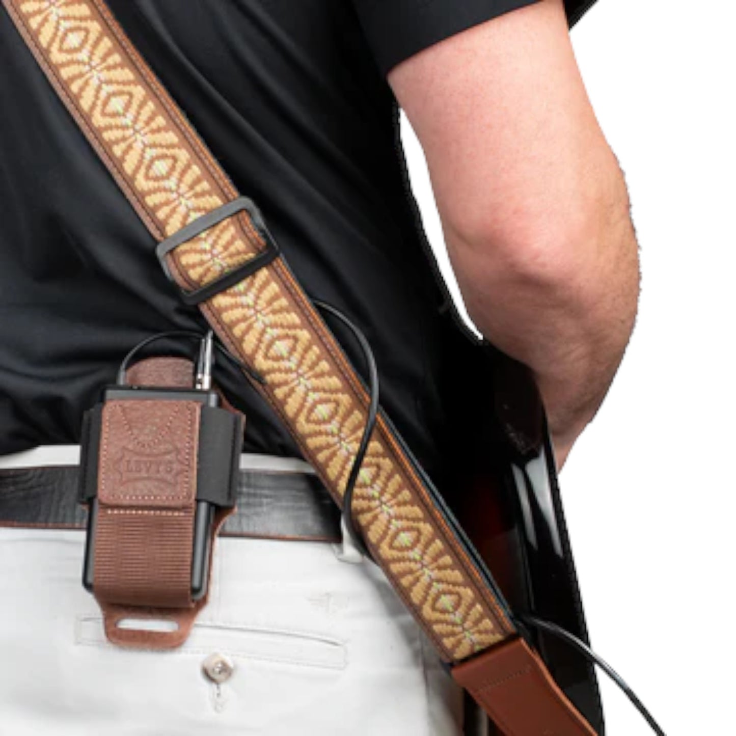 Levy's MM14-BRN Wireless Transmitter Bodypack Holder, Brown Leather