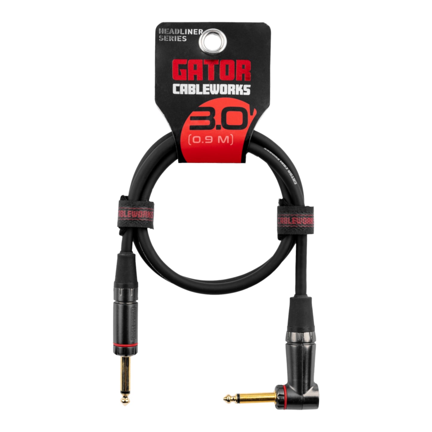 Gator Headliner Series Instrument to Transmitter Cable, 3-ft Straight to Right-Angle