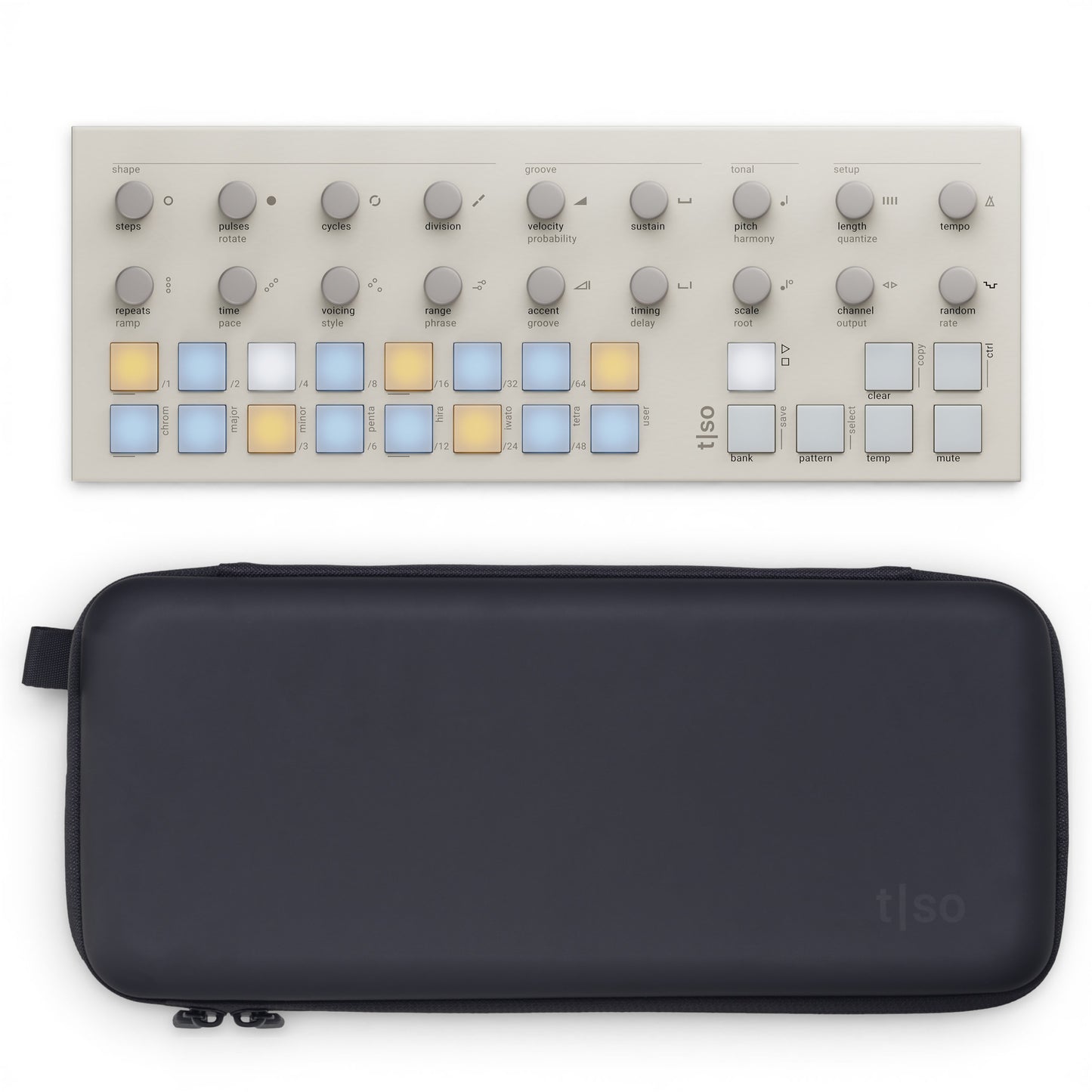 Torso Electronics T1 Algorithmic Sequencer, White + T1CC Carry Case Bundle