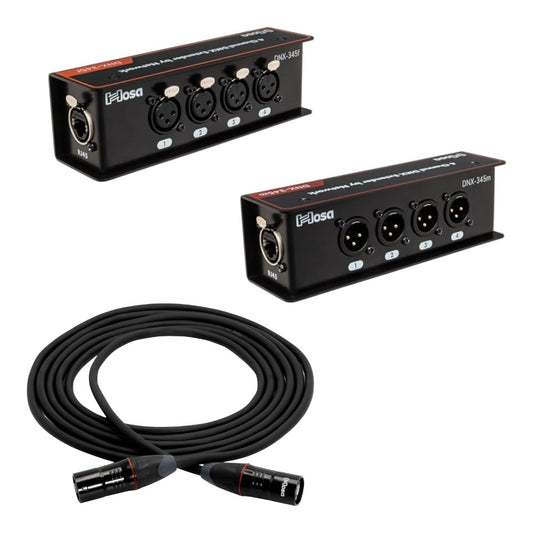 Hosa Analog Audio Snake Bundle DNX-345M DNX-345F ETC-125 - 4 Channel via RJ45 EtherCON, 25-ft