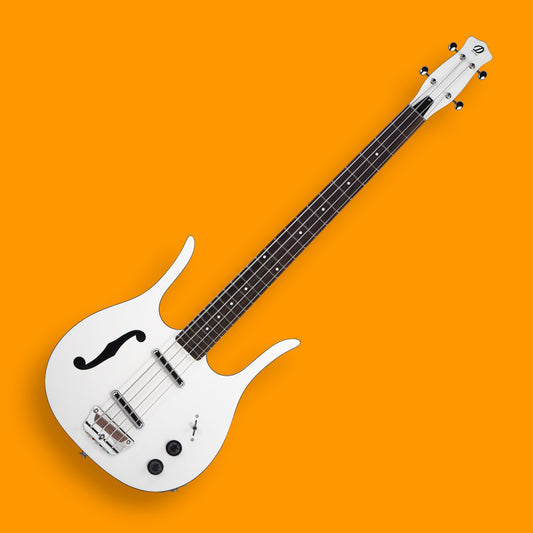 Danelectro 58 Longhorn Short-Scale Semi-Hollowbody Bass - Red Hot White [USED-MINT]