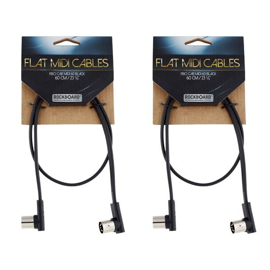 RockBoard Flat MIDI Cable 60 cm (24 in), Black 2-PACK