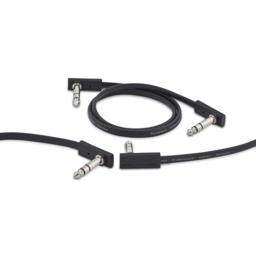 Rockboard Flat Patch TRS Cable 30 cm 12in, Black 2-PACK