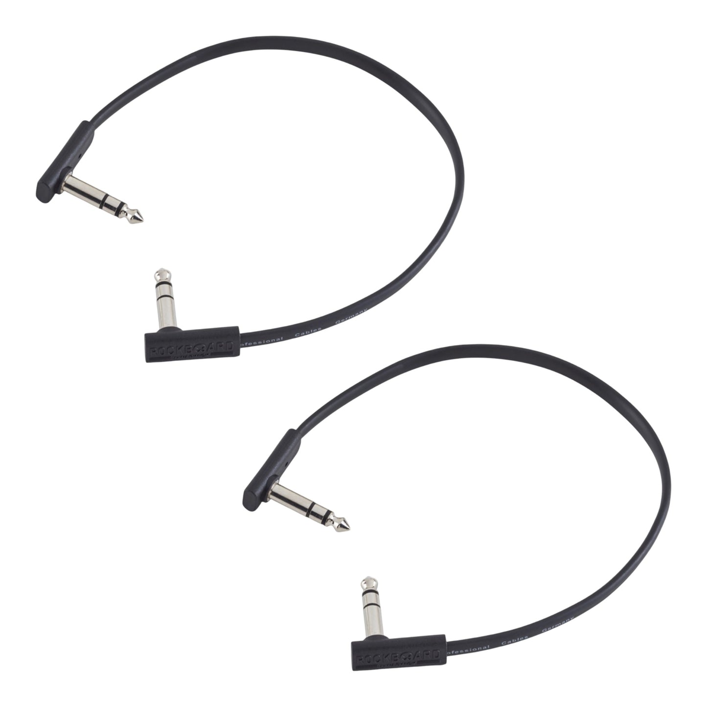 Rockboard Flat Patch TRS Cable 30 cm 12in, Black 2-PACK