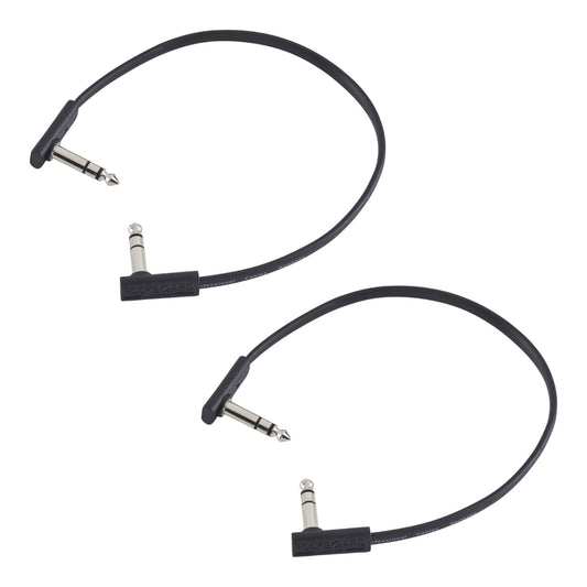 Rockboard Flat Patch TRS Cable 30 cm 12in, Black 2-PACK