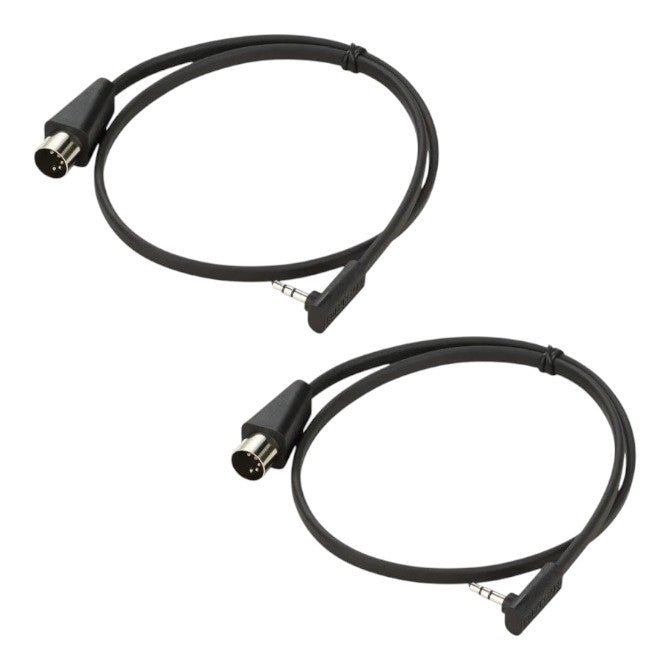 RockBoard Flat MIDI Type A TRS 3.5mm to 5-pin 60cm 24in, Black 2-PACK